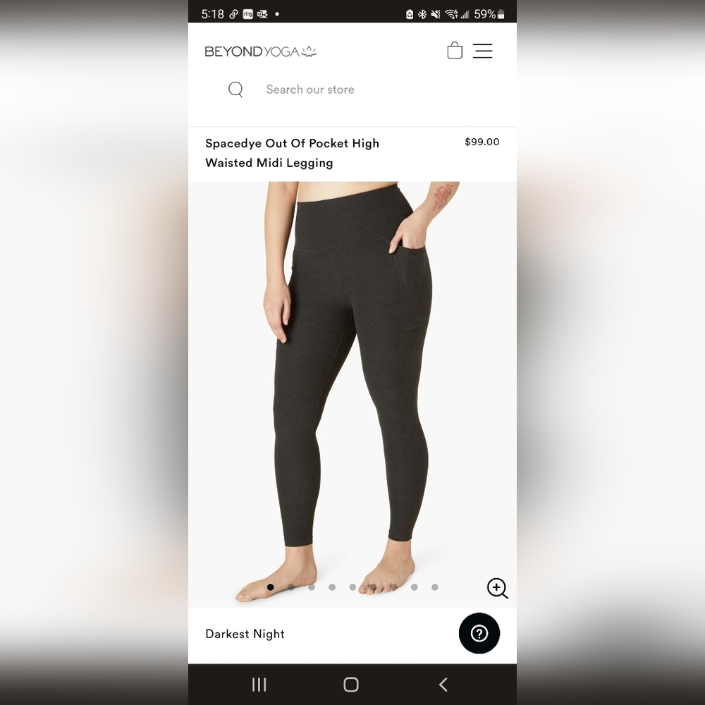 BEYOND YOGA Spacedye High Waisted Leggings with pockets, Darkest Night in Large